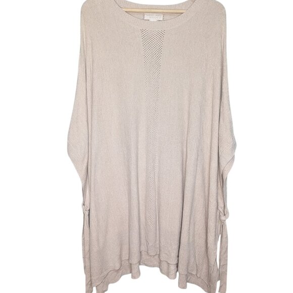 BAREFOOT DREAMS CozyChic Hi Low Side Tie Poncho L XL Ultra Lite Beige - Picture 2 of 7